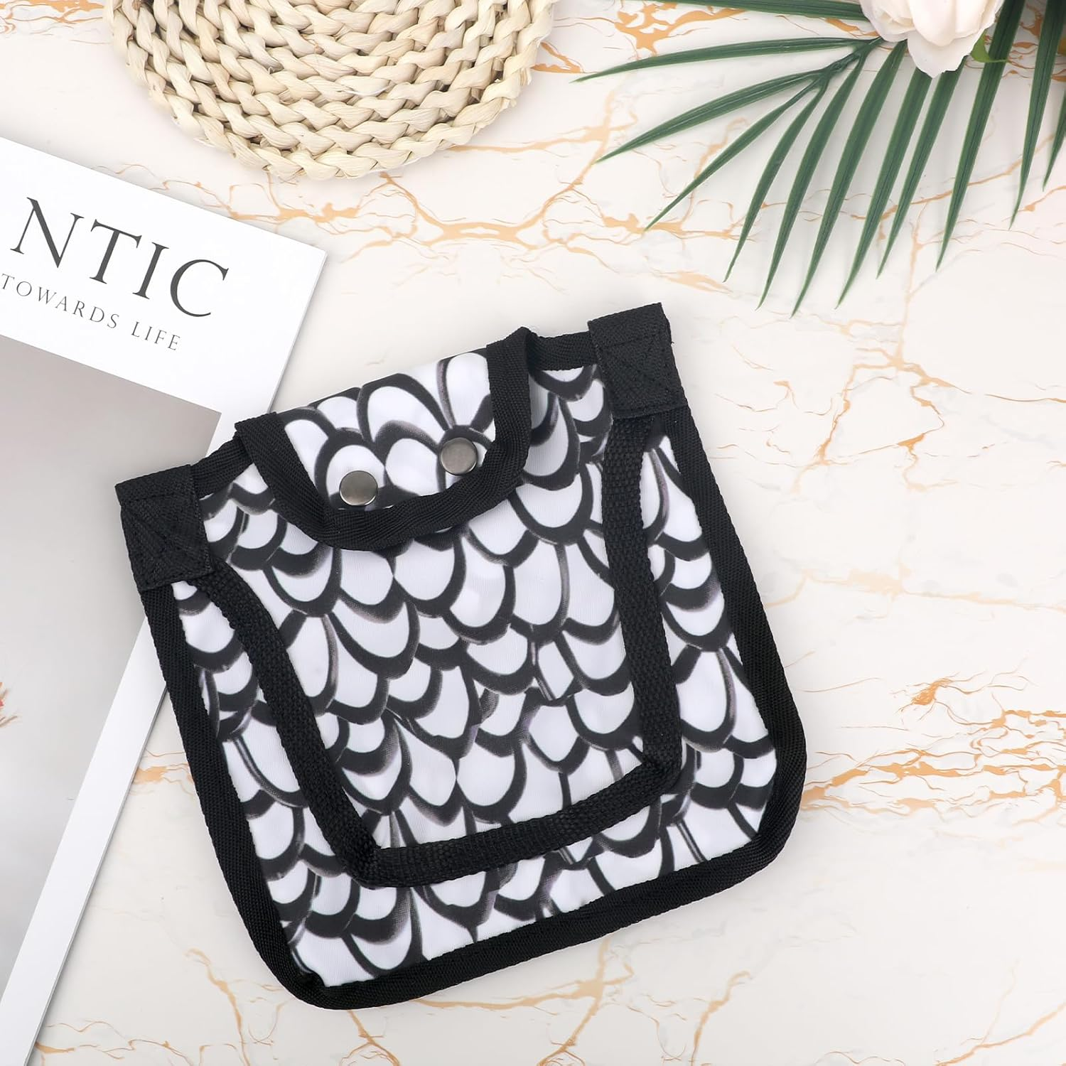 Chicken Saddle for Hens, 7.48 Inch Comfortable Hen Aprons with Adjustable Strap Chicken Back & Side Protector Outdoor Poultry Protective Accessories (Black and White) image number 4