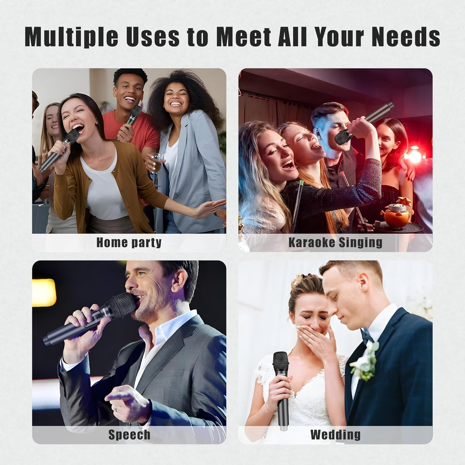 Wireless Microphone,Professional Handheld Wireless Dynamic Microphone System with Rechargeable Receiver 160 Ft,Karaoke Microphone Kit for Singing,Karaoke,Wedding,Dj,Party,Speech,Church,Pa,M50 image number 2