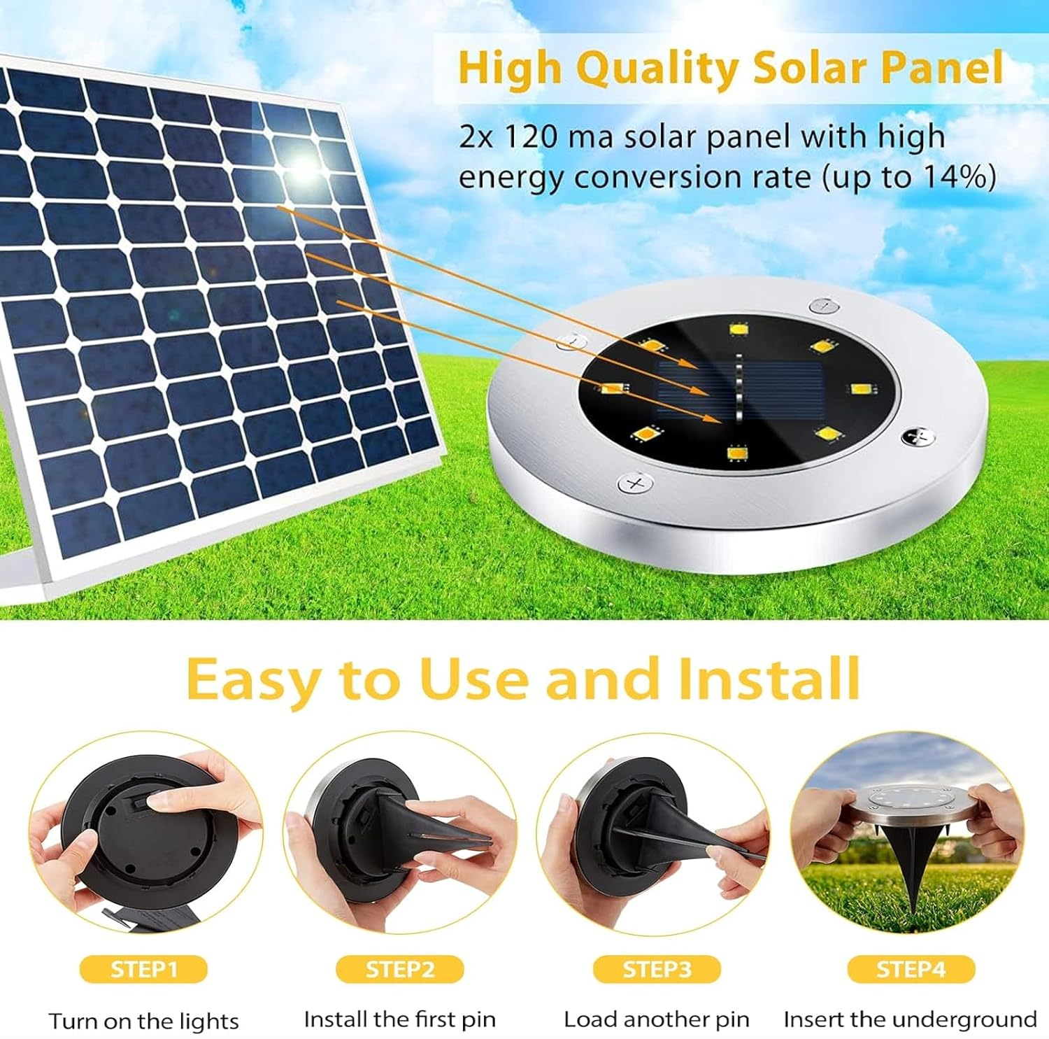 12 Pack Spots Solar Glow for Outdoor, Moisture-Resistant Soft Lighting Accents for Garden and Landscape Use-Warm Light - 12Pack-Warm Light image number 5