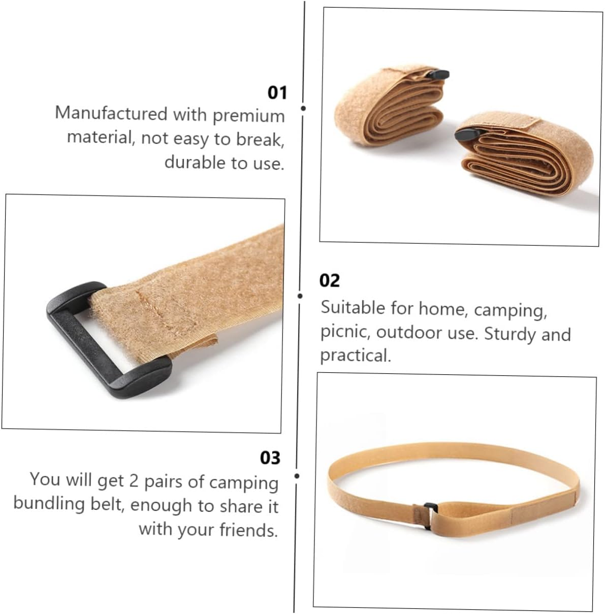 OSALADI 4Pairs Camping Essentials of Luggage Straps Binding Belt Release Compact Design image number 4