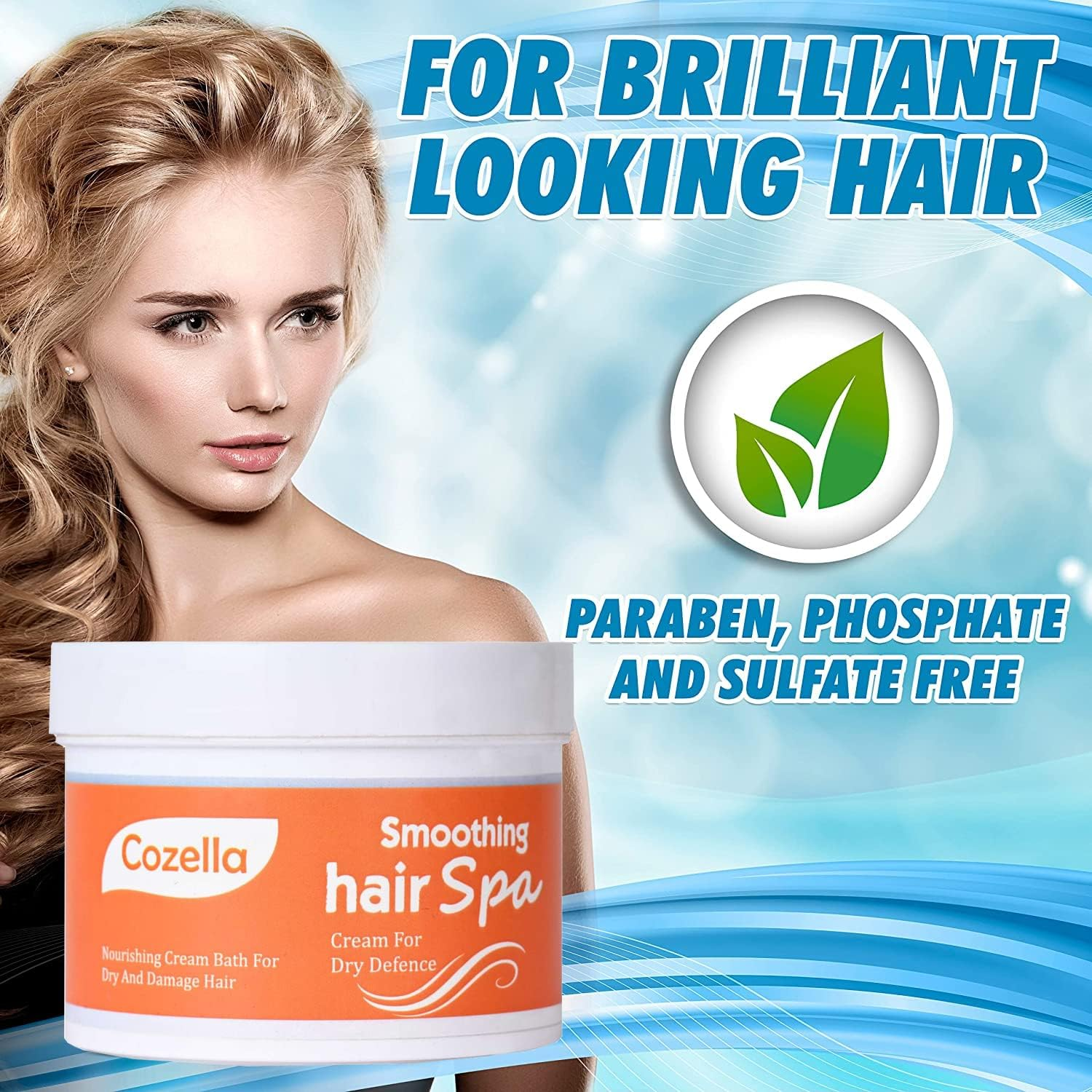 Cozella Smoothing Hair SPA | Cream for Dry Defence | Nourishing Cream Bath for Dry and Damaged Hair | Sulfate and Paraben Free| All Hair Types | 500ML image number 5