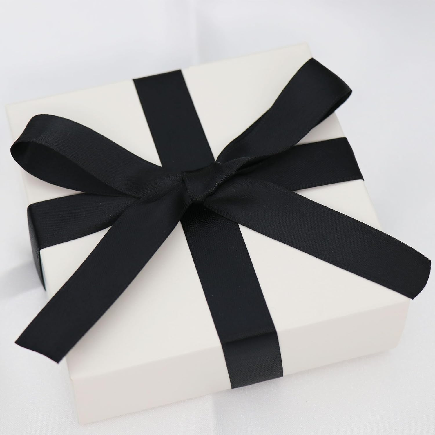 Black Satin Ribbon Double Faced Ribbon 3 Rolls (1/4 Inch, 5/8 Inch, 1 Inch), Fabric Ribbon Use for Gift Wrapping, Wedding Party Decoration, Hair Bows, DIY Crafts, Total 30 Yards - Gold image number 3