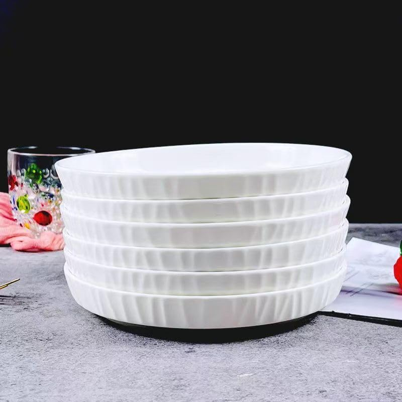 Set of 4 Ceramic Dinner Plates, 8 Inch Ceramic round Plates Kitchen and Home Gathering Ceramic Plate C10 (J Set of 4, 8 Inches)