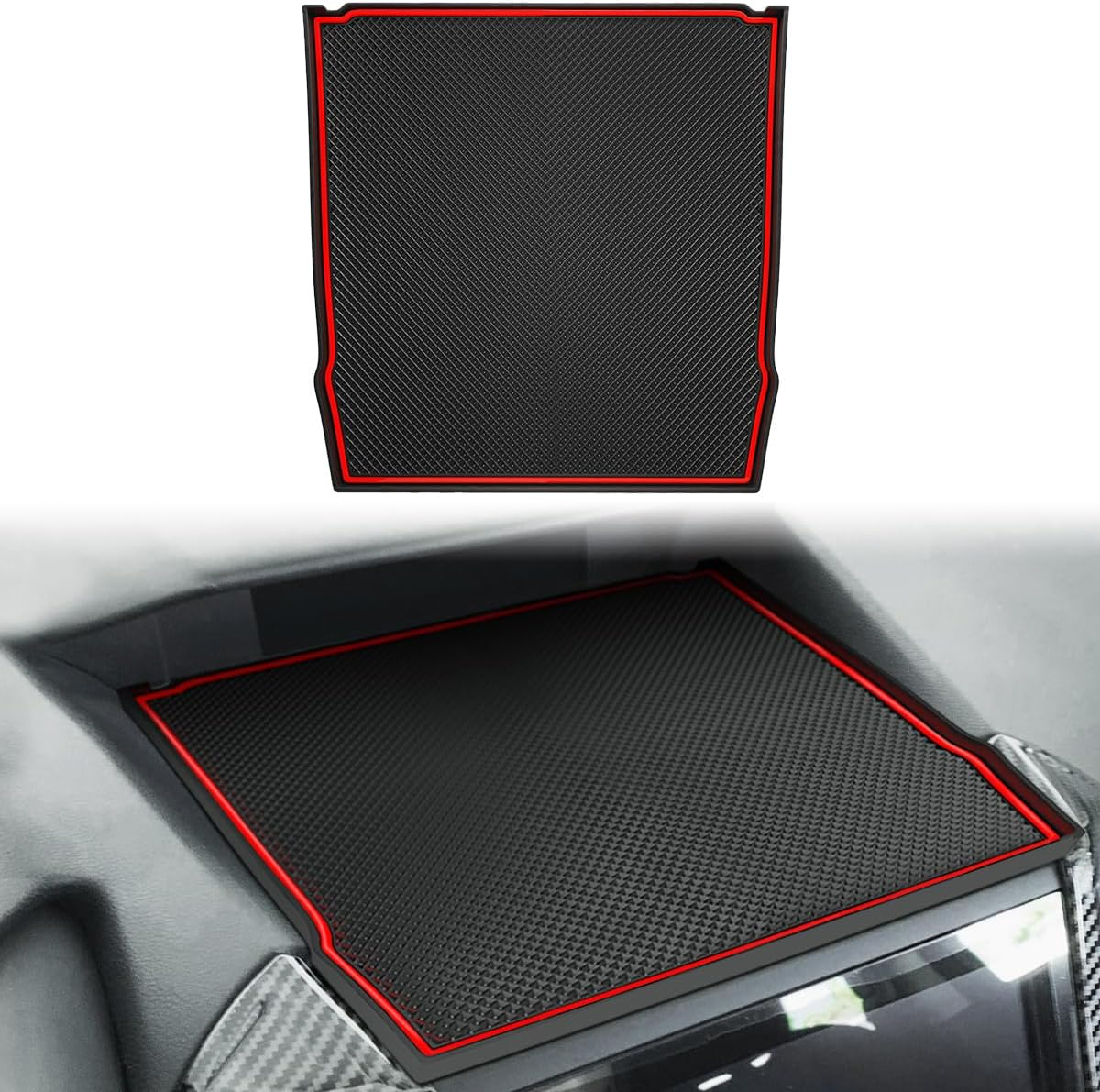 Auovo Dashboard Mats for Subaru Forester Accessories 2019-2021 Subaru Crosstrek/Impreza 2018-2021 Car Interior Dash Rubber Pad Liner (1 Pcs Red Trim Dashboard Mat) image number 4