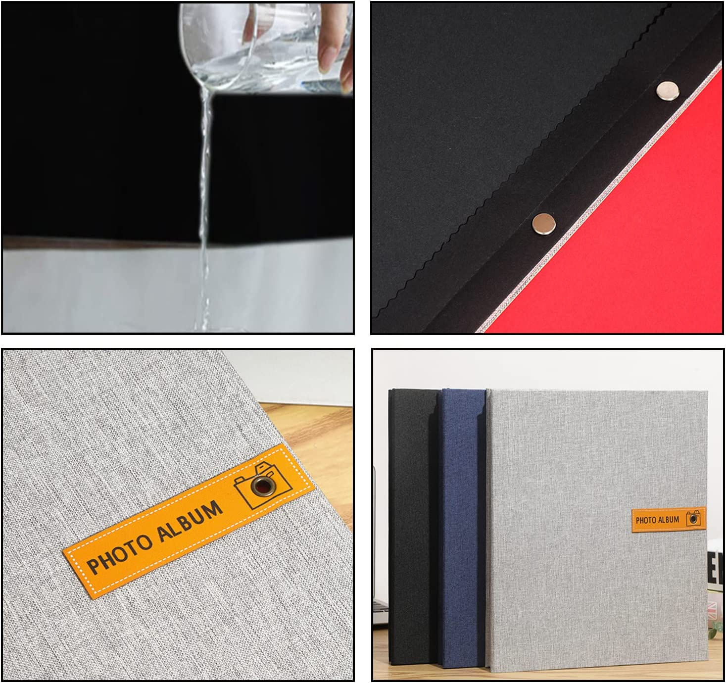 60 Pages Large Photo Album Self Adhesive 4&times;6 5&times;7 8&times;10 Inch Pictures DIY Scrapbook Magnetic Album for Family Wedding with Metal Pen, Blue&hellip; image number 1