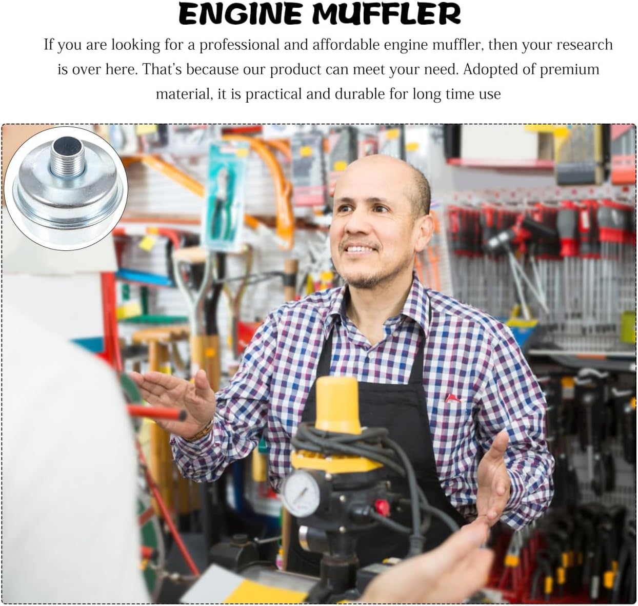 Small Engine Muffler - Muffler Lawn Mower Parts Bike Generator Compatible with Engine for Lawn Mowers Garden Equipment Galvanized Construction image number 2