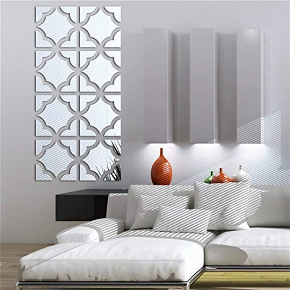 3D Mirror Wall Stickers, 4 Pcs Acrylic Square Geometric Pattern DIY Art Decals, Self Adhesive Mirror Plastic Wall Sheet Tiles Home Decoration for Living Room Bedroom Stair Wall Decor (Square- 8Pcs) image number 4