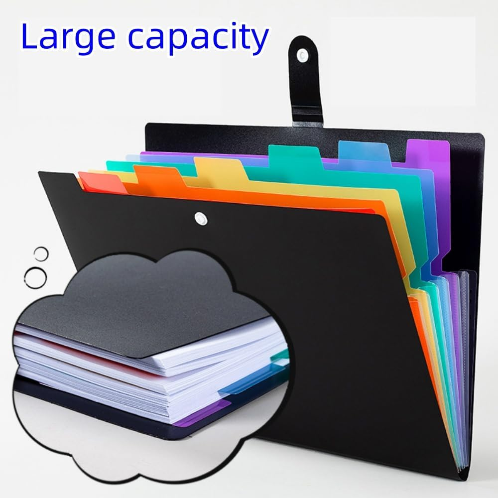 DACUAN Expanding File Folders Organizer, 7 Pocket Folders for Documents, Plastic Expandable File Folder, Accordion File Folders with Labels, A4 Paper Document Organizer for Home School Office (Black) image number 3