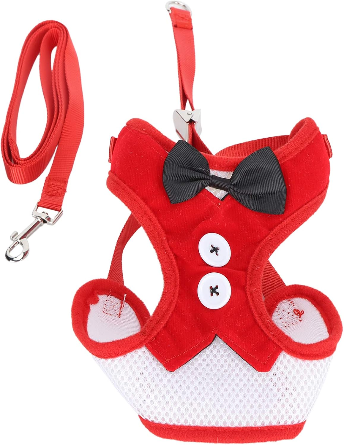 Cat Vest with Leash - Escape Proof Safe Adjustable Kitten Vest Harnesses, Soft and Breathable Mesh Jacket for Cats Walking and Traveling, Simple and Stylish Design (Red)