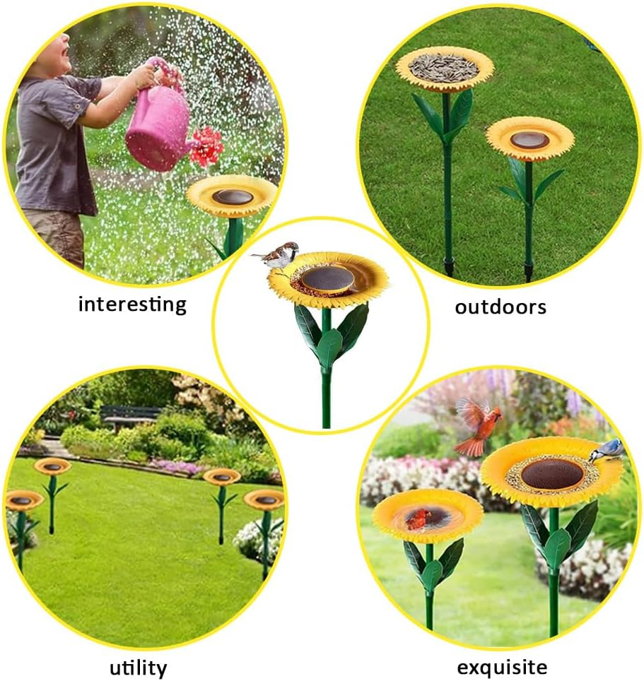 Sunflower Bird Feeder,Flower Shape Bird Feeding,Bowl Bird Feeder,Vertical Bird Feeder,Courtyard Decorations,For Nature Lover, Wild Bird Watcher,Garden,Patio image number 2