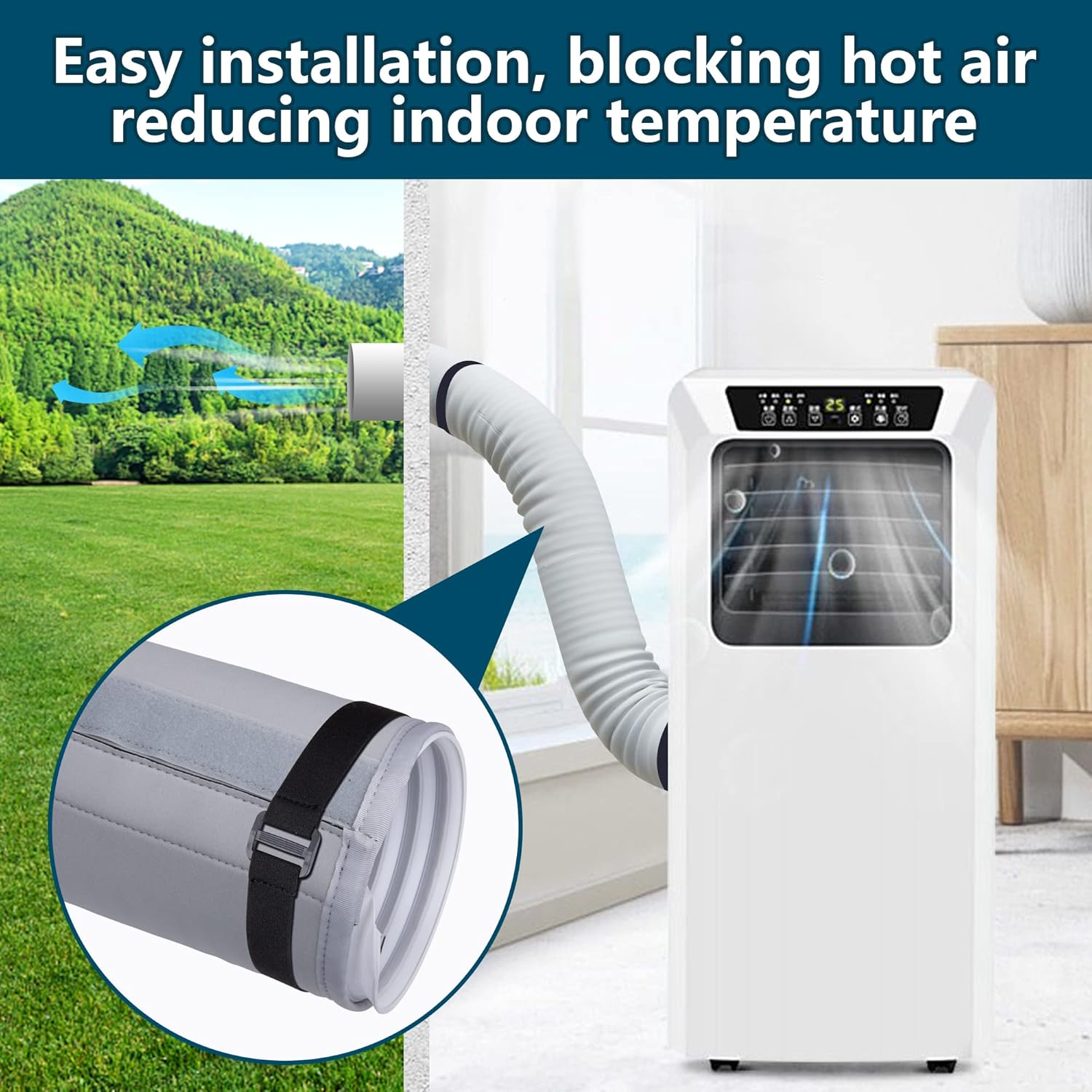 Air Conditioner Hose Cover Wrap - AC Hose Duct Vent Cover Sleeve Insulated Cover for Portable AC for 5" & 5.9" Diameter Exhaust Hoses Tube image number 2