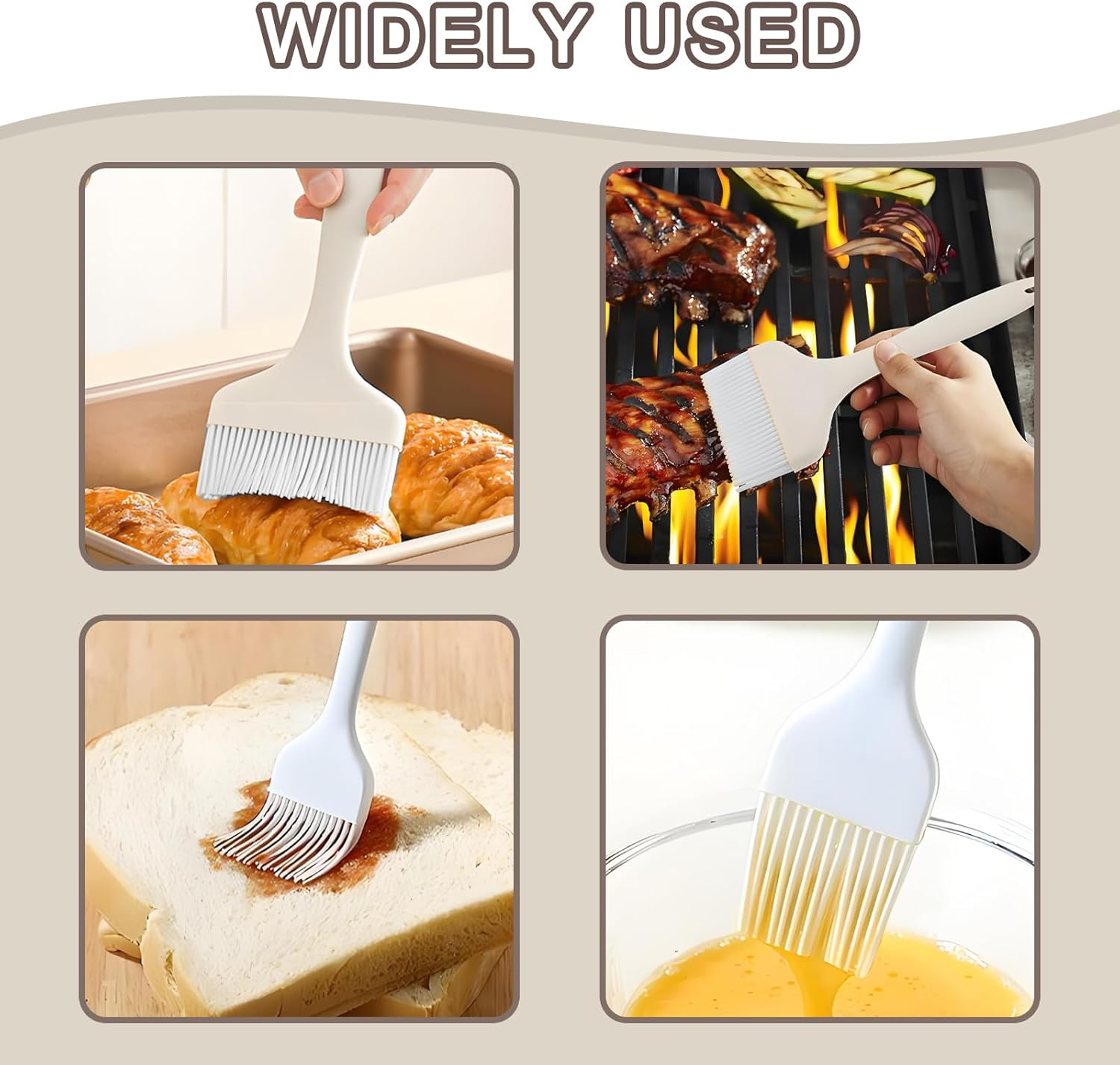 Checkzed Silicone Basting Pastry Brush, Heat Resistant Pastry Brush Set, Strong Steel Core and One-Piece Design, Perfect for BBQ Grill Baking Kitchen Cooking, BPA Free and Dishwasher Safe (2 Pcs) image number 5