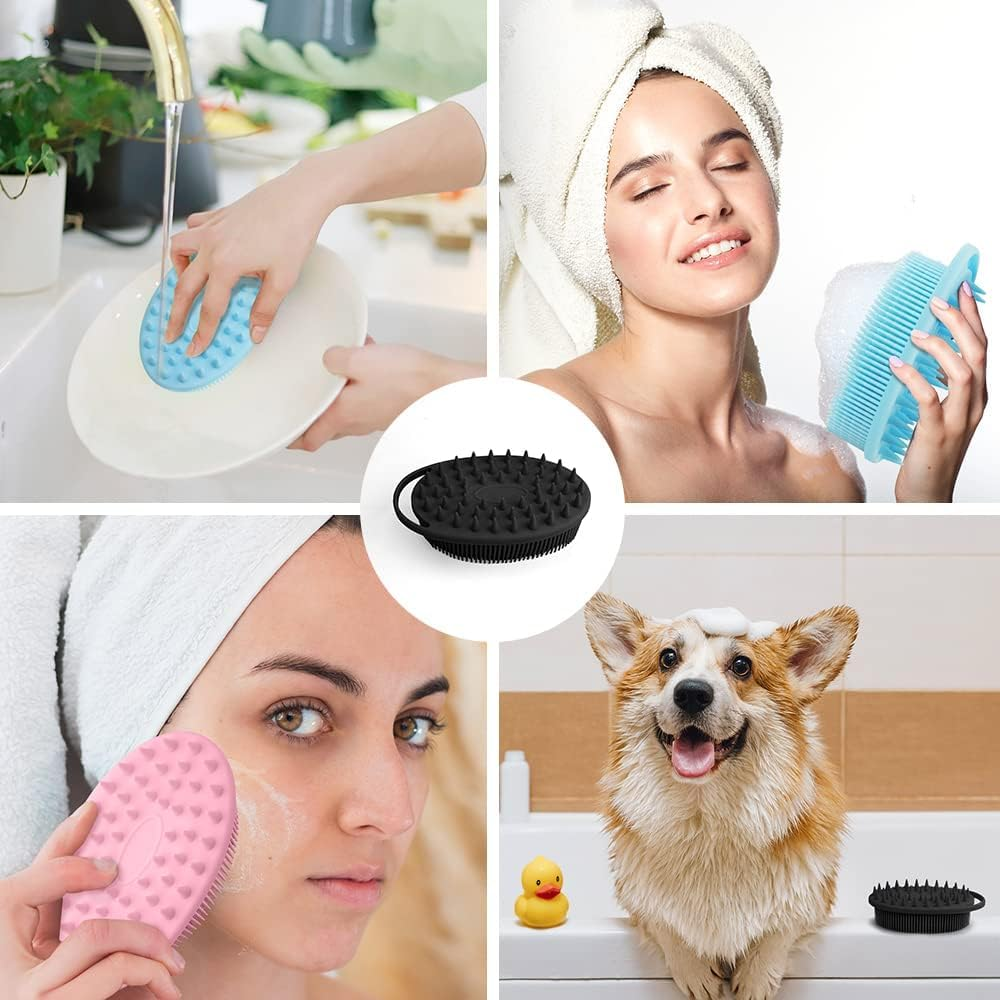 Heatunk 2-In-1 Silicone Bath and Shampoo Brush Set: Exfoliating Body Scrubber, Head Scrubber, Scalp Massager - Shower Essential, Easy to Clean (3-Pack) image number 1