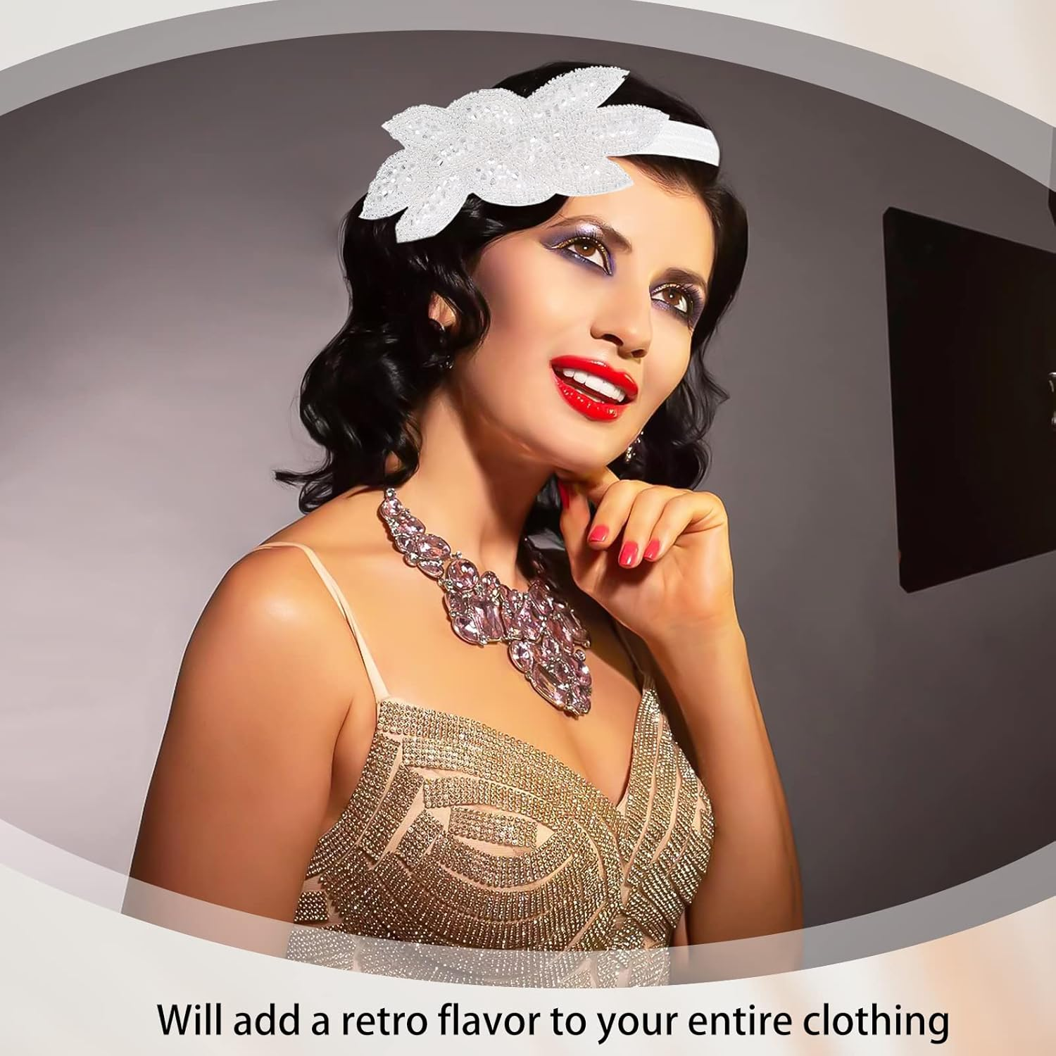 Pack of 3 1920S Headband Women'S Gatsby Accessories Costume Crystal Headband Headpiece 1920S Hair Accessories for Women image number 4