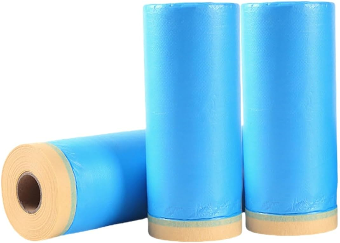 3 Rolls of Painter'S Plastic Film, Plastic Paint Tape and Curtains, Automotive Paint Tape and Curtain Cover Film, for Car, Wall, Window and Furniture Protection, 110 X 25 Meters image number 2