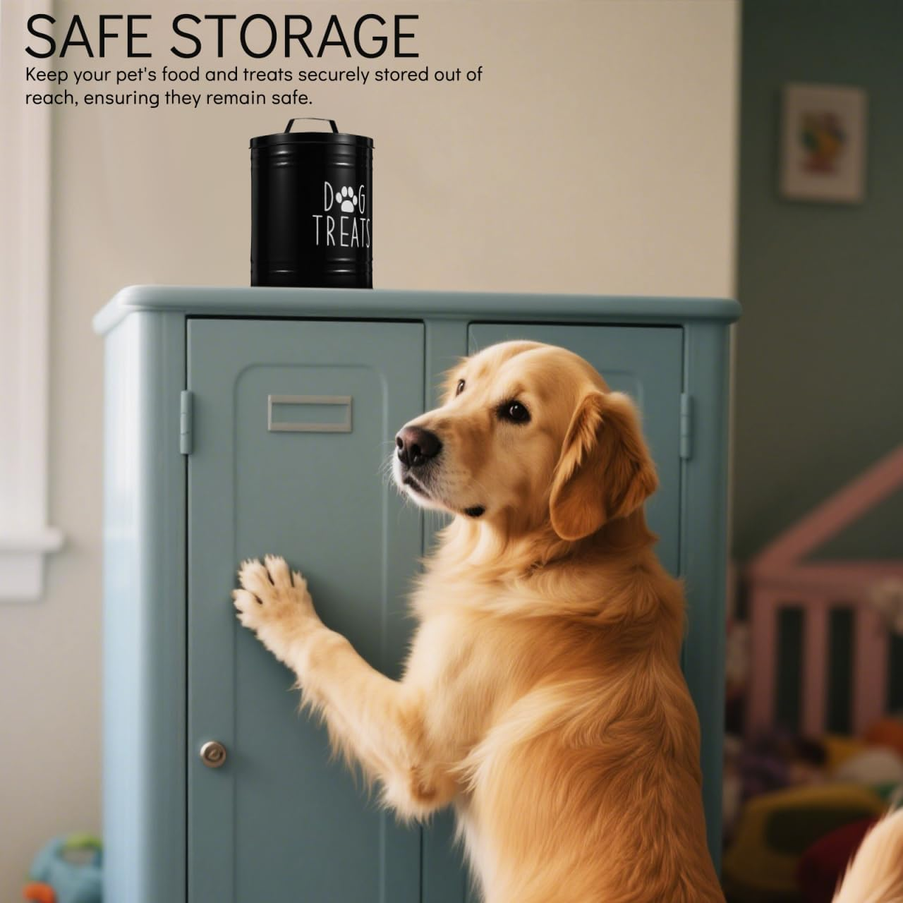 BESTOYARD Airtight Metal Dog Food Storage Tank Pet Treat Jar for Counter Rustic Style image number 4