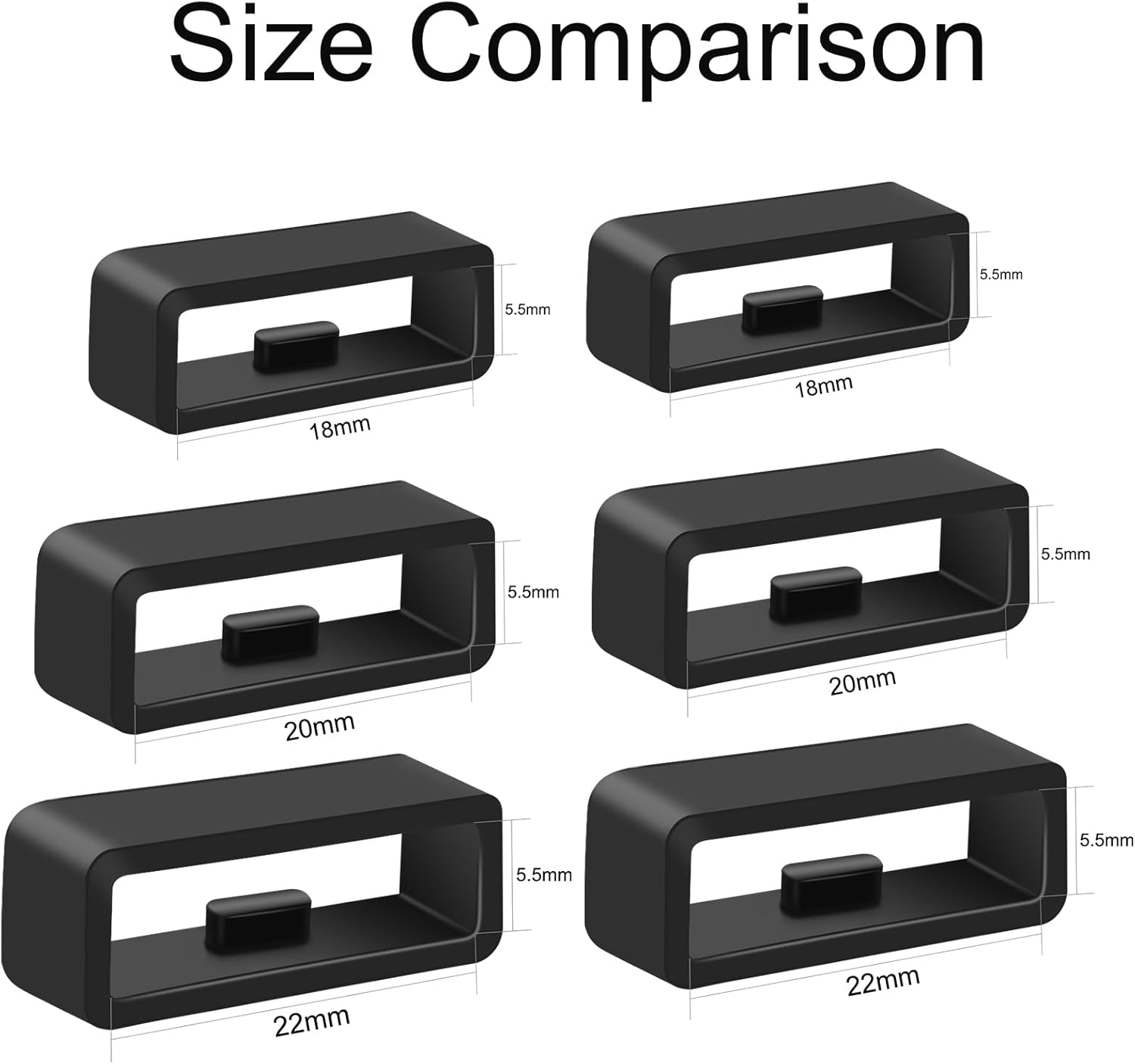 6 Pack Watch Band Keepers for Garmin Watch Bands, 18Mm/20Mm/22M Silicone Fastener Rings Watch Band Loops/Retainers image number 5