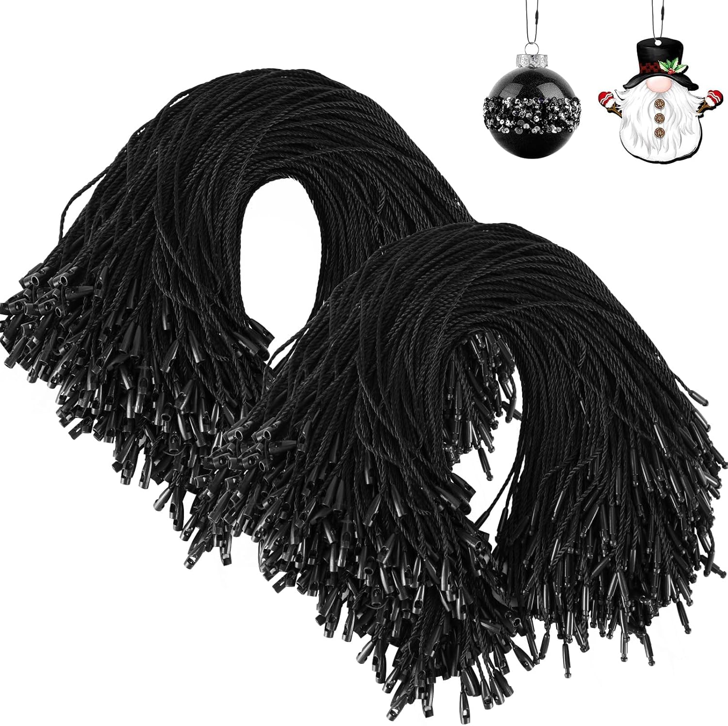 JUNEBRUSHS 600Pcs Christmas Ornament Hooks, Ornament Hangers with Snap Ornament String for Christmas Tree Holiday Party Hanging Decorations Ropes Easy and Fast Locking (Green)