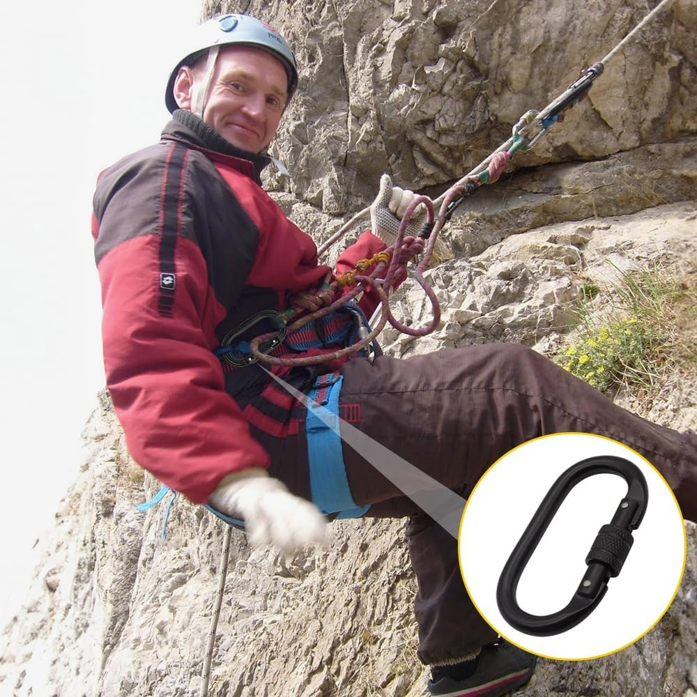 IONPSHG 25KN Heavy Duty Carabiner Clip Large Carabiner Clip Climbing Hook with Screwgate Multipurpose for Keychains Hammock Camping Gym Hiking Outdoor image number 6