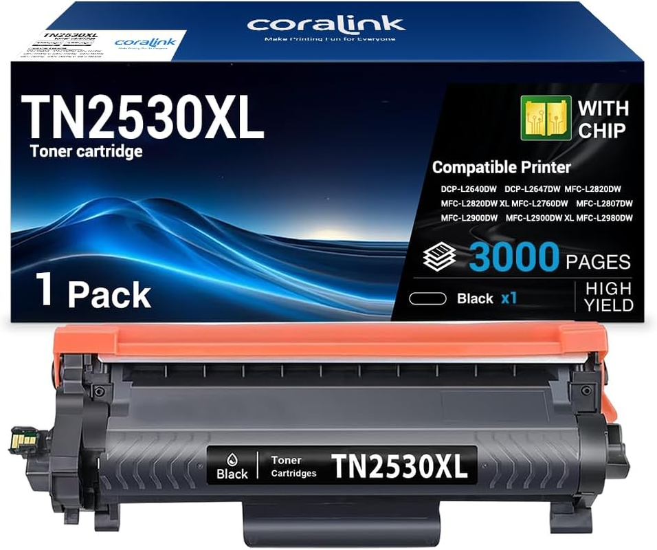Coralink TN2530XL Toner Cartridge Replacement for Brother TN2530 Black High Yield Work with MFC-L2880DW MFC-L2920DW HL-L2400DW MFC-L2820DW MFC-L2800DW HL-L2480DW HL-L2464DW HL-L2460DW Printer(1 Pack)