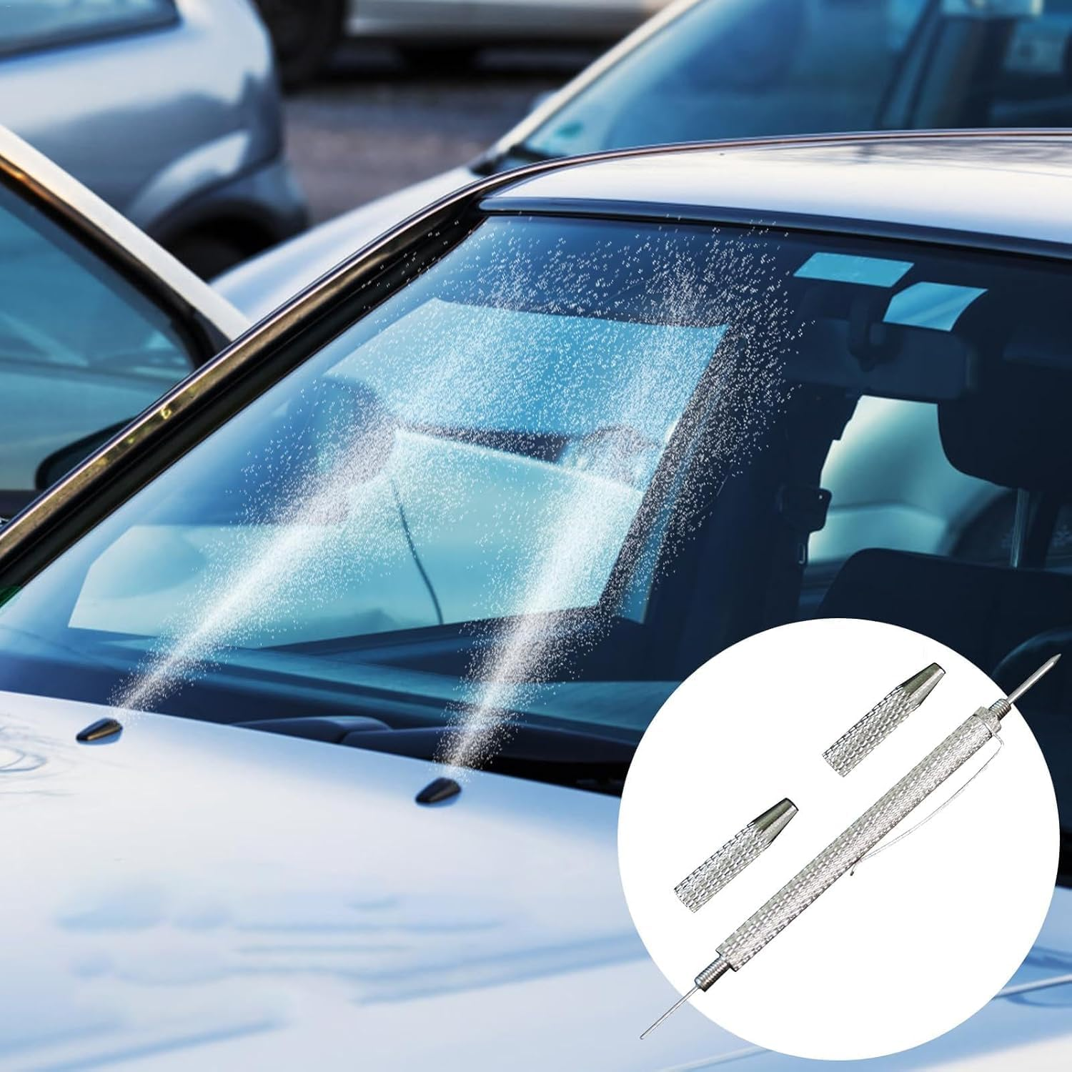 Windshield Sprayer Nozzle Needle, 2-In-1 Windscreen Washer Wiper Nozzle Adjustment Tool, Automotive Replacement Windshield Wiper Nozzles for Blockage Removal image number 5