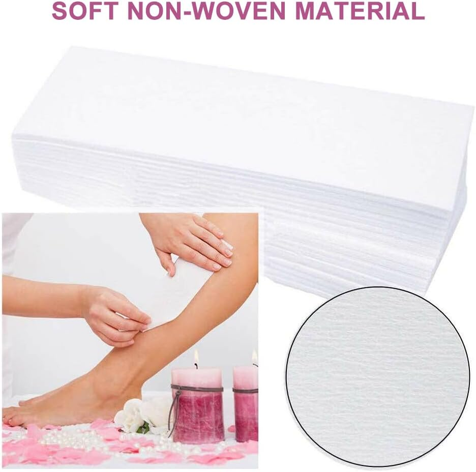 200PCS Wax Strips, Non Woven Fabric Disposable Soft Hair Removal Paper, Professional Beauty Salon Shaving Waxing Strip for Leg, Arm image number 2