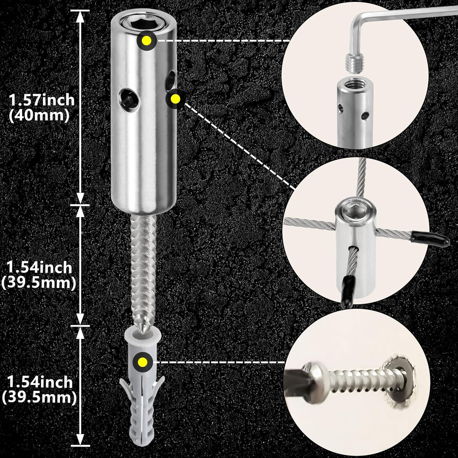 Wire Trellis for Climbing Plants Outdoor, 20-Set Wall Wire Trellis Kit with 1/8In X 98Ft Stainless Steel Cable, T316 Cylindrical Espalier System for Fence and Garden DIY Projects image number 4