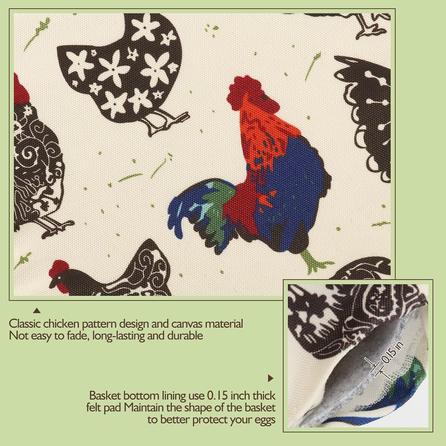 Egg Bags Hossmily Egg Basket Mini Egg Collecting Basket Egg Gathering Basket with 7 Pouches for Farmhouse Chicken Hen Duck Goose Housewife Garden Transporting Storage- 1 Pack image number 3