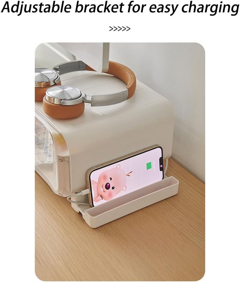 Computer Keyboard Stand,Computer Monitor Stand with Drawer and Display Minifigures,Computer Desktop Stand with Lights,Compatible with Computers,Desktops,And Laptops,Monitor Stand Riser image number 1