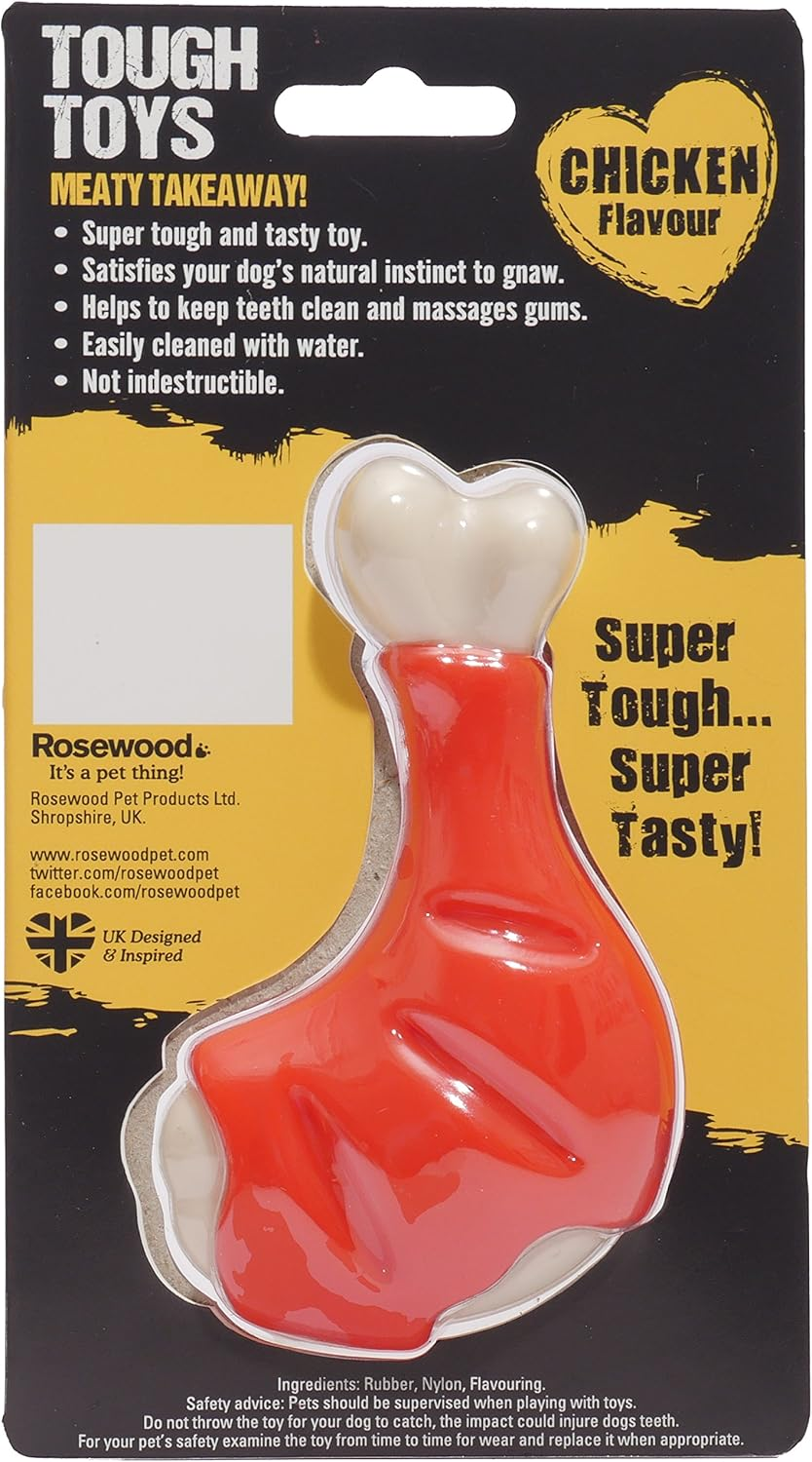 Rosewood Tough Toys Meaty Chicken Takeaway Leg Dog Toy, Small image number 6