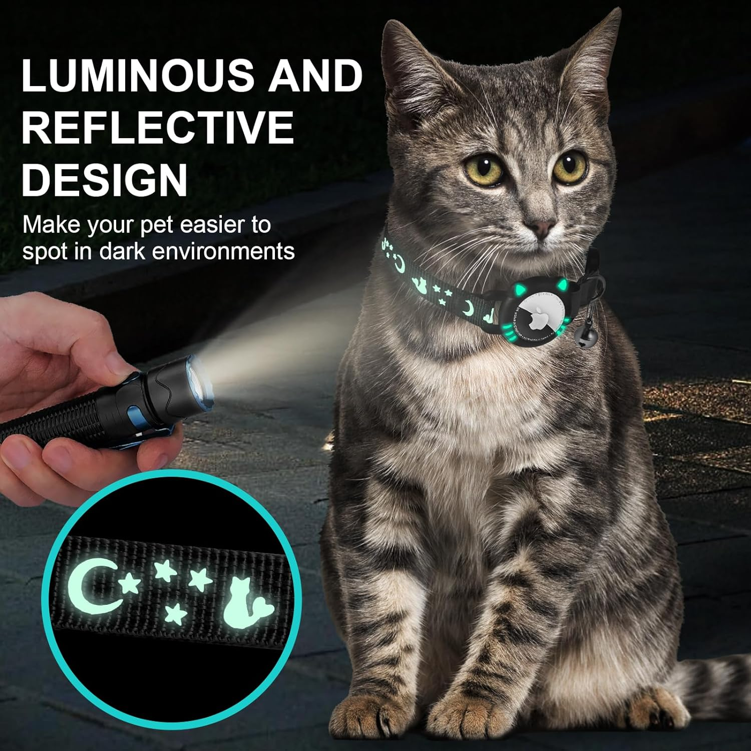 Agoumlux Airtag Cat Collar Compatible with Apple Air Tag with Reflective Safety Buckle for Kitten image number 3