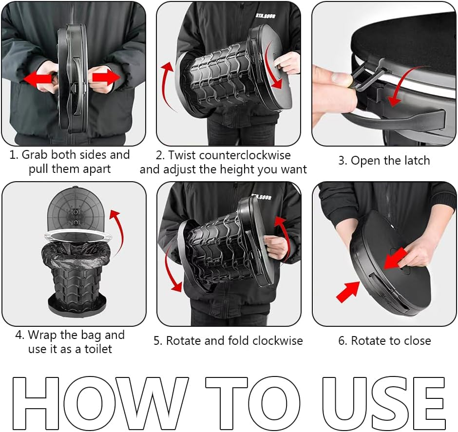 Retractable Portable Toilet,Large Capacity Camping Toilet,Foldable Travel Toilet,For Camping, Hiking and Outdoor Use,Car, Travel, Boat, Beach,With Carry Bag, Compact Folding Design (White) image number 6