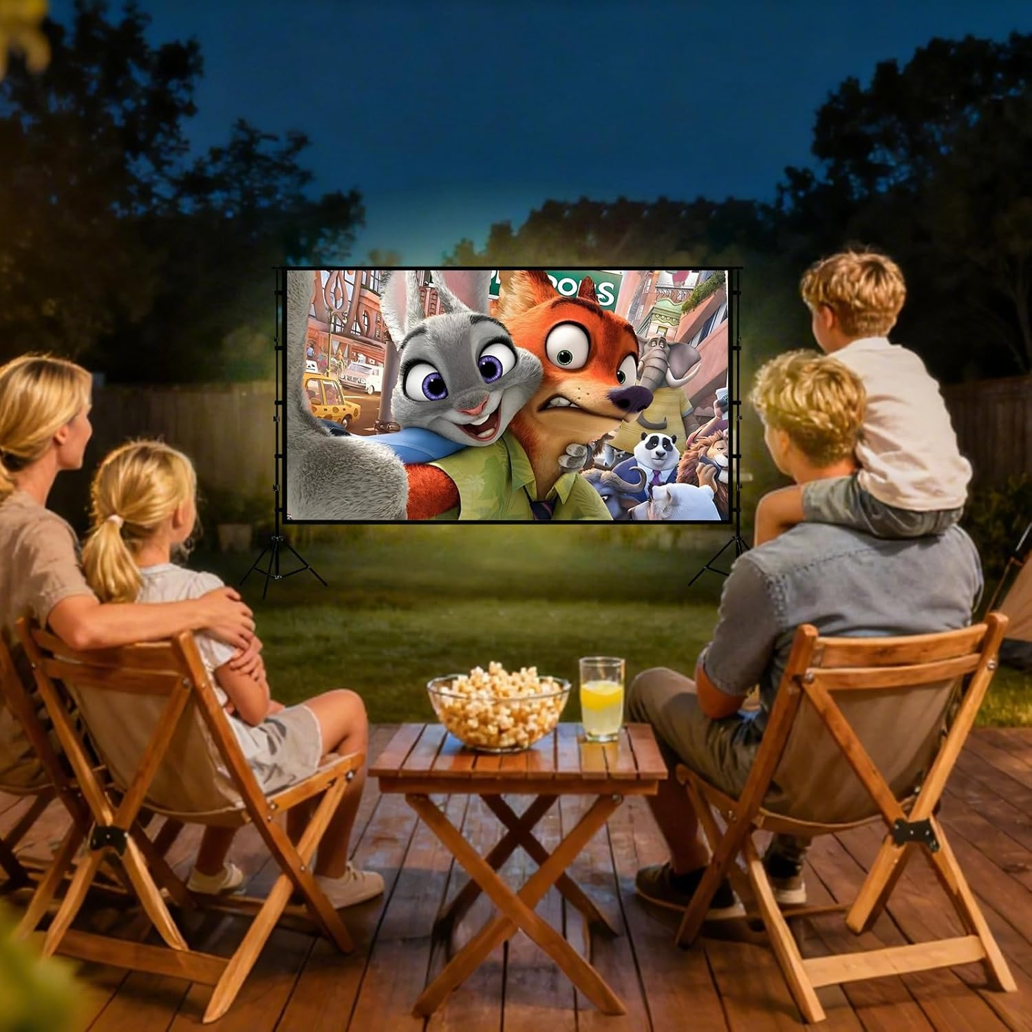 Projection Screen with Stand 120 Inch Projector Screen Foldable Anti-Crease, 16:9 4K HD Lightweight Movie Screen, for Outdoor Backyard Indoor Home Theater Projection (2.65Mx1.48M) image number 2