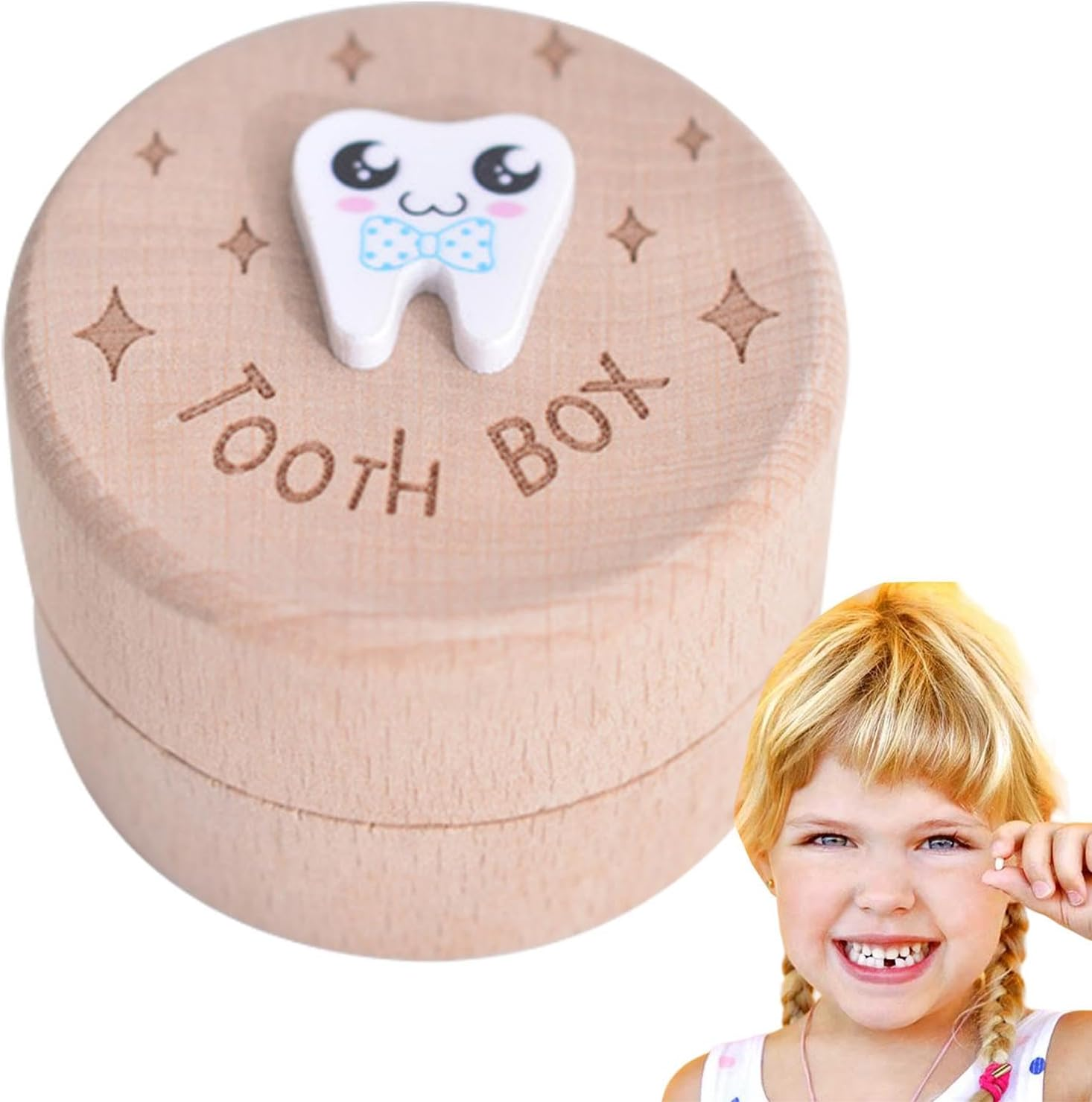 Tooth Fairy Box | Dropped Teeth Wooden Storage Box - Tooth Keep Chest, Tooth Holder Storage Box for Kids Teeth First Tooth Keeper, Tooth Fairy Treasure Container and Keepsake Box for Girls Boys image number 3
