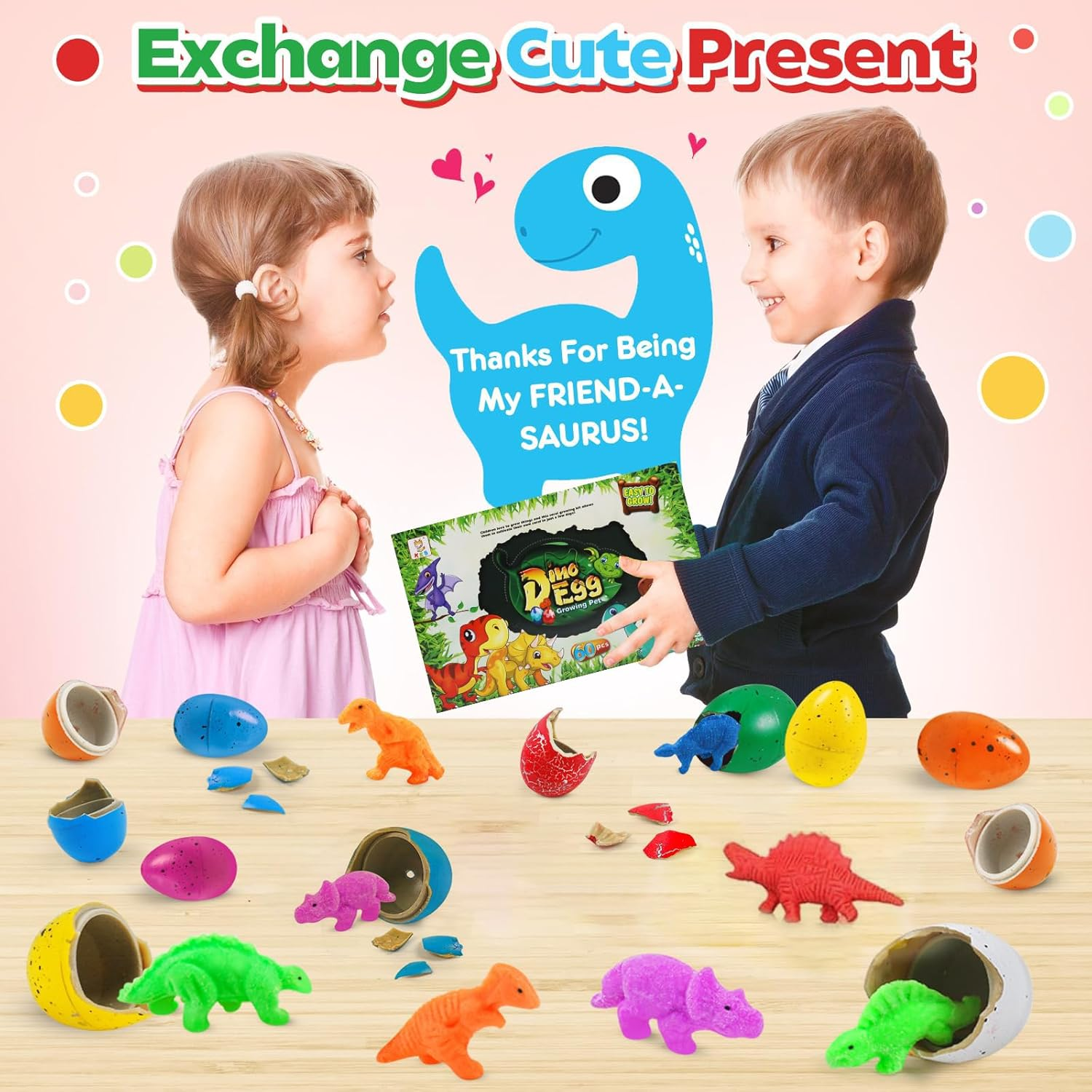 60 Pcs Hatching Dinosaur Eggs, Water Growing Toys for Boys Girls, Dinosaur Eggs with Dinosaurs Inside, Dinosaur Party Favors for Kids image number 3