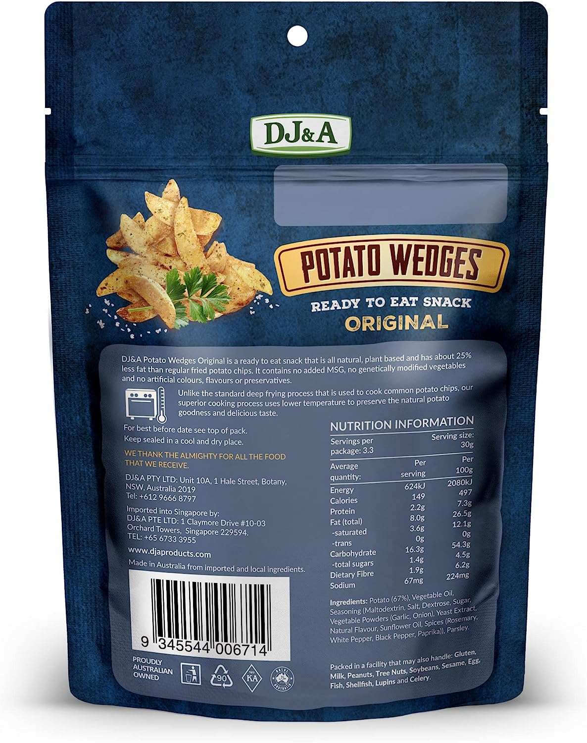 DJ & a Potato Wedges 100 G image number 1