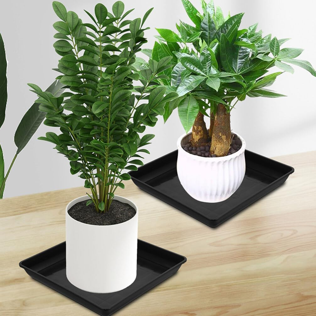 Happyyami 3Pcs Square Plastic Plant Saucers 14 Inch Flower Pot Drip Trays Planter Water Catcher Tray Plant Pot Base for Garden image number 1