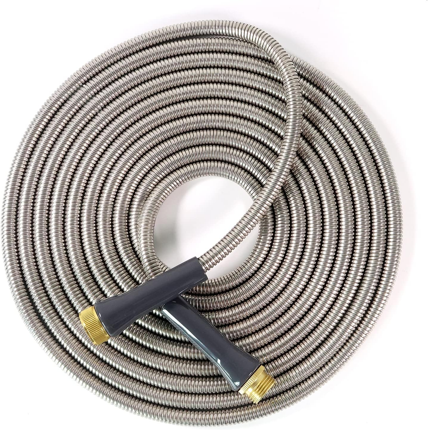 Short Stainless Steel Garden Hose 15 Ft &ndash; Lightweight Flexible Metal Garden Hose - Thorn Proof Steel Metal Water Hose with Solid Fittings for Garden, Outdoor (15Ft)