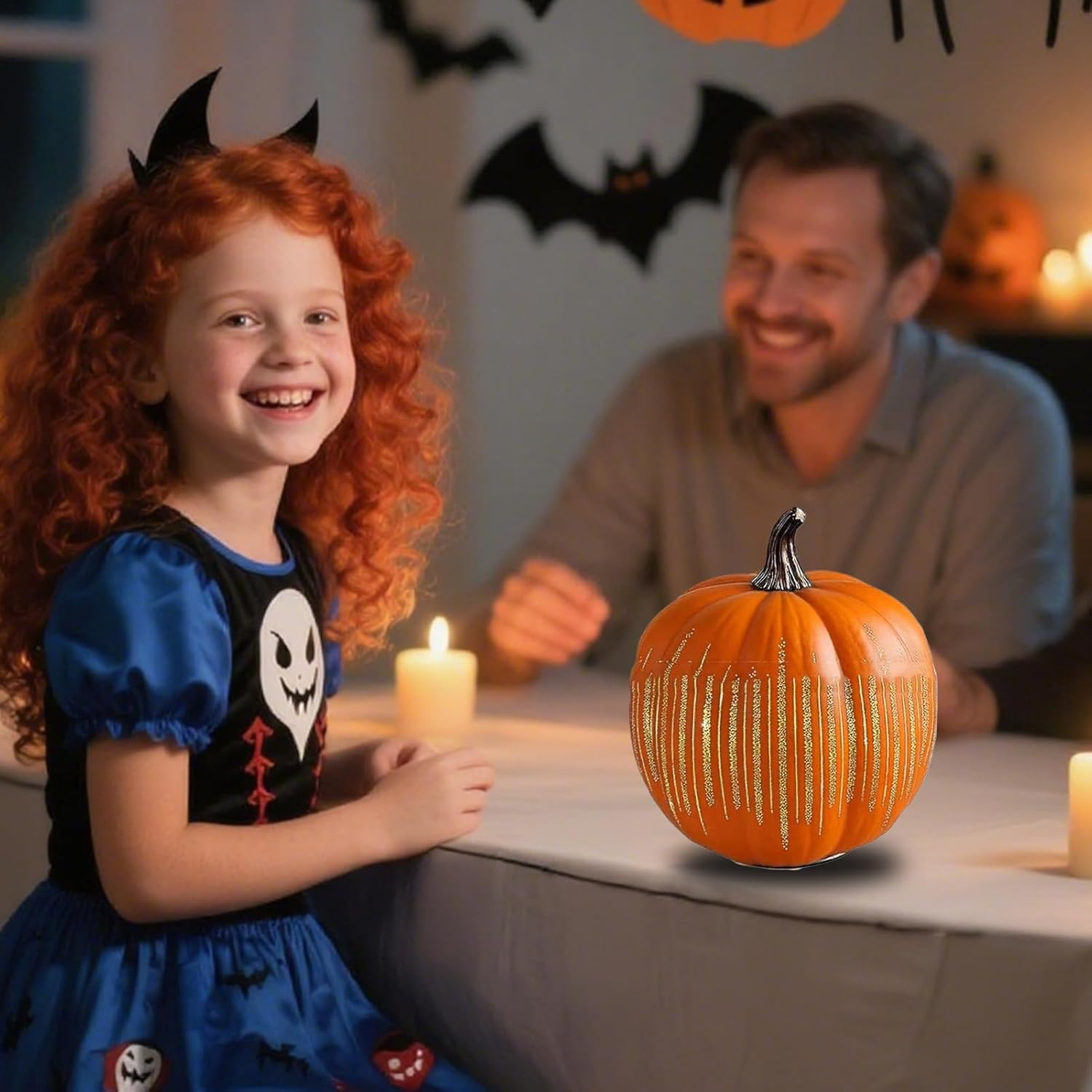 Halloween Pumpkin - Pumpkin Decor Night Lamp | Starry Lamp Timer Lantern with Storage for Festival Party Bedroom Holiday Desk Hallway Home image number 4