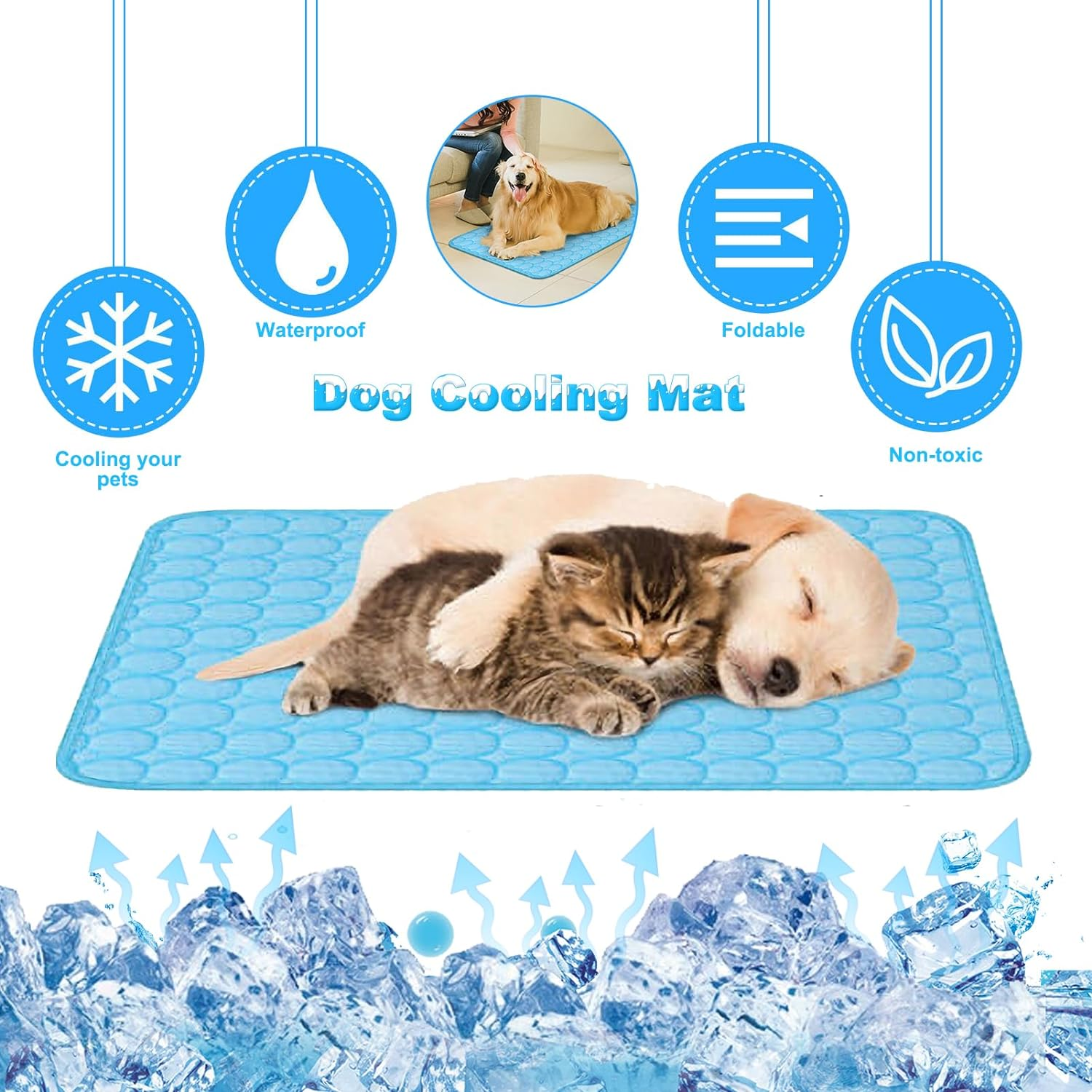 Keplde Dog Cooling Mat,Pet Cooling Mats for Dogs Cats Ice Silk Cooling Pet Bed Summer Dog Cooling Mat Small Sleeping Cat Cooling Pad Mat for Pets, Kids and Adults- Machine Washable(21" X 25") image number 5