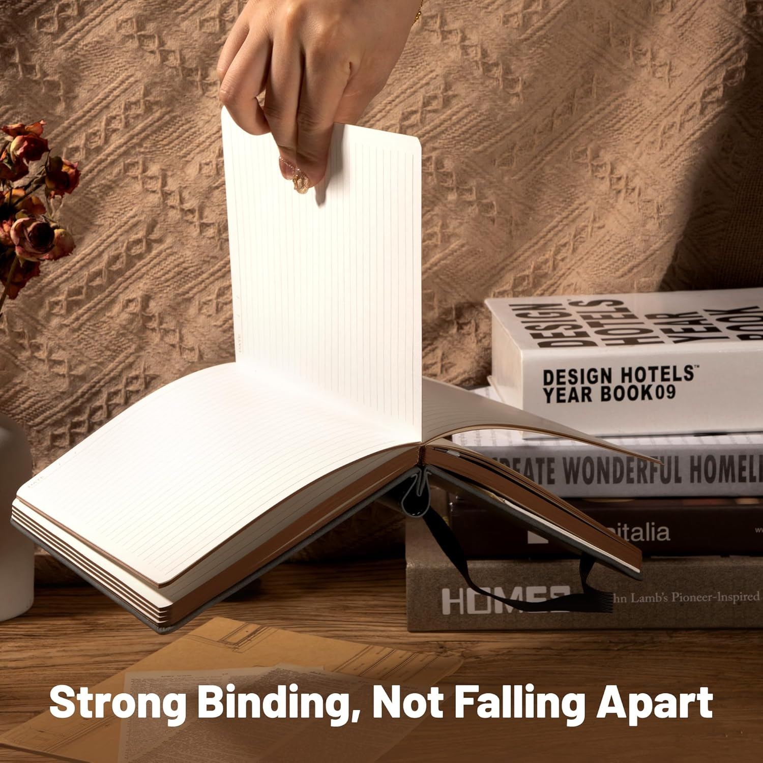 CAGIE Compass Leather Notebook Journal for Men, 100 GSM 288 Pages Lined Journals for Writing, A5 Hardcover Journaling Notebooks Gift Set with Pen for Travel Office Daily Writing - Black - Brown image number 7