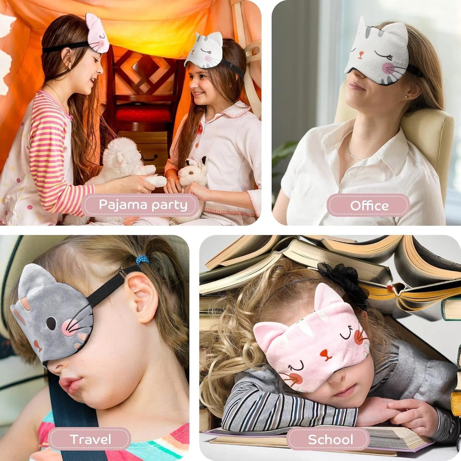 Cute Sleep Mask for Sleeping, Soft Plush Eye Mask for Kids and Adults, Lightweight & Adjustable, Travel Eye Mask, Multi-Colored Fun Animal Design, Comfortable Fit, Damaill image number 1