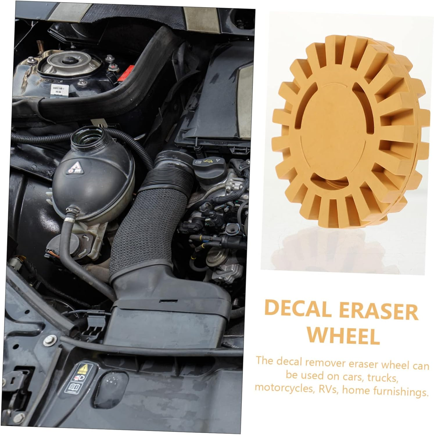 HOMSFOU Rubber Eraser Wheel Sticker Remover 2Pcs 100Mm 20Mm Automotive Adhesive Remover for Car Detailing Tools, Pneumatic Decal Removal Pads Compatible with Vehicle Paint Surface image number 2