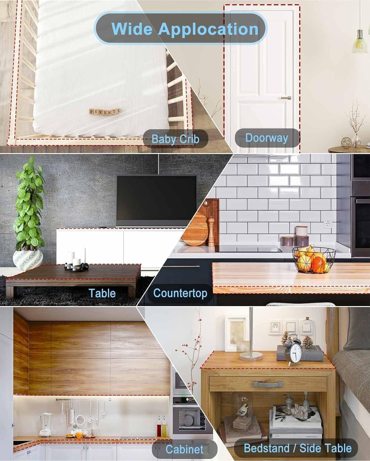 Baby Proofing, Edge Protector Strip Clear, 20FT Silicone Soft Corner Protectors for Baby with Upgraded Pre-Taped Strong Adhesive, 0.4In Edge Protectors for Sharp Corners for Cabinets(4 Corners) image number 2