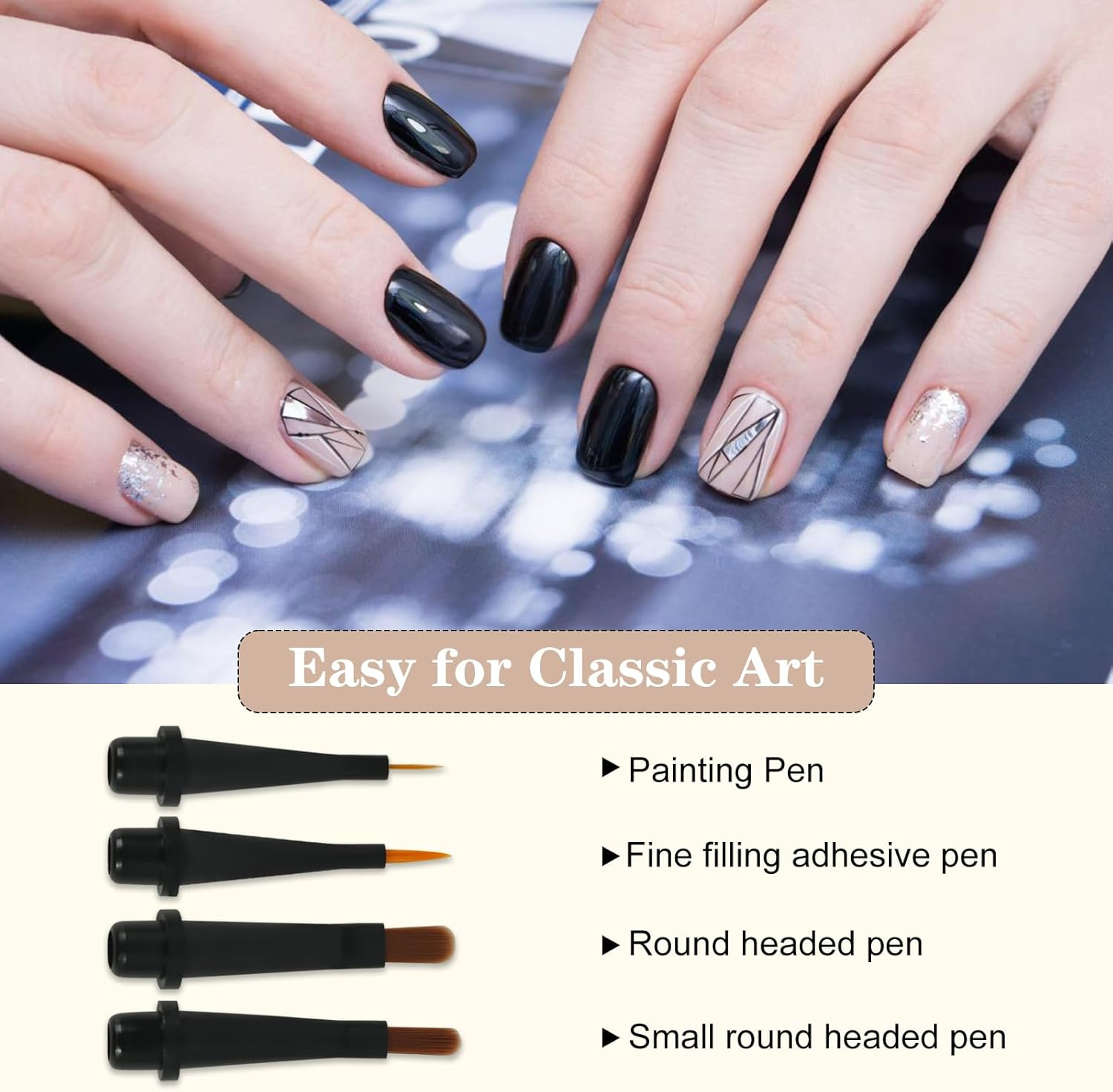 Ruetail 12Pcs Nail Art Brush Set,Professional Nail Art Brush Set with Push-Button Quick-Change,Nail Brushes for Acrylic,Gel,French Tips & Designs,Ergonomic Portable Kit with Storage Case(Marble) image number 1