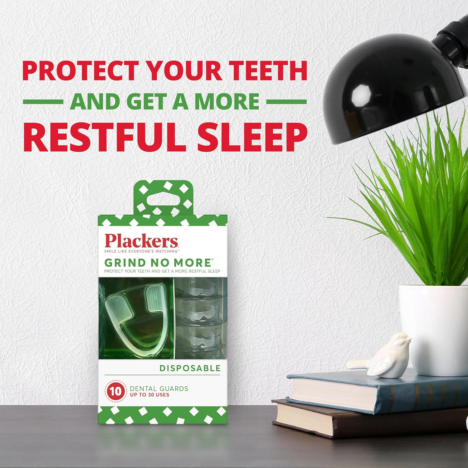 Plackers Grind No More Night Guard, Nighttime Protection for Teeth, BPA Free, Sleep Well, Ready to Wear, Disposable, One Size Fits All, 16 Count image number 1