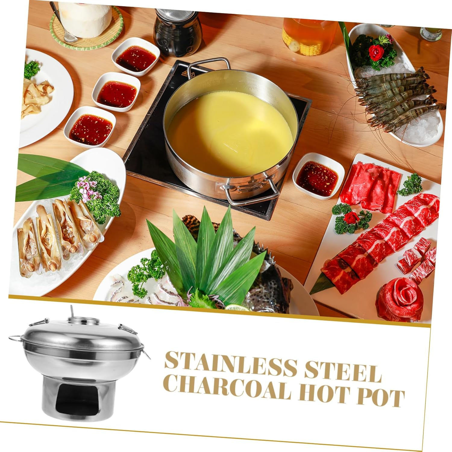 Thickened Alcohol Pot 20Cm Household Hot Pot Cooking Accessories Double Handle Cookware Rapid Heat Transfer Safe to Use for Outdoor Indoor image number 1