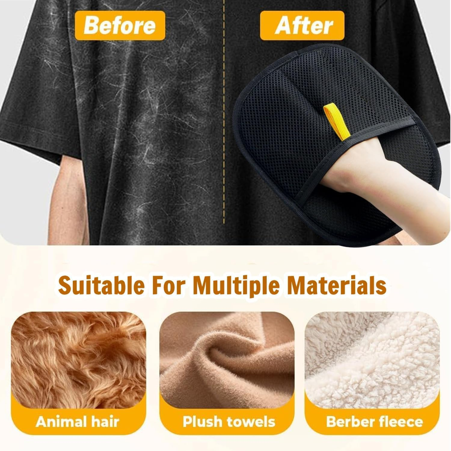 Upgraded Pet Hair Removal Gloves (2 Pack) - Electrostatic Dog & Cat Hair Remover for Furniture, Couch, Car Seats, Laundry - Reusable Grooming & Cleaning Gloves image number 3