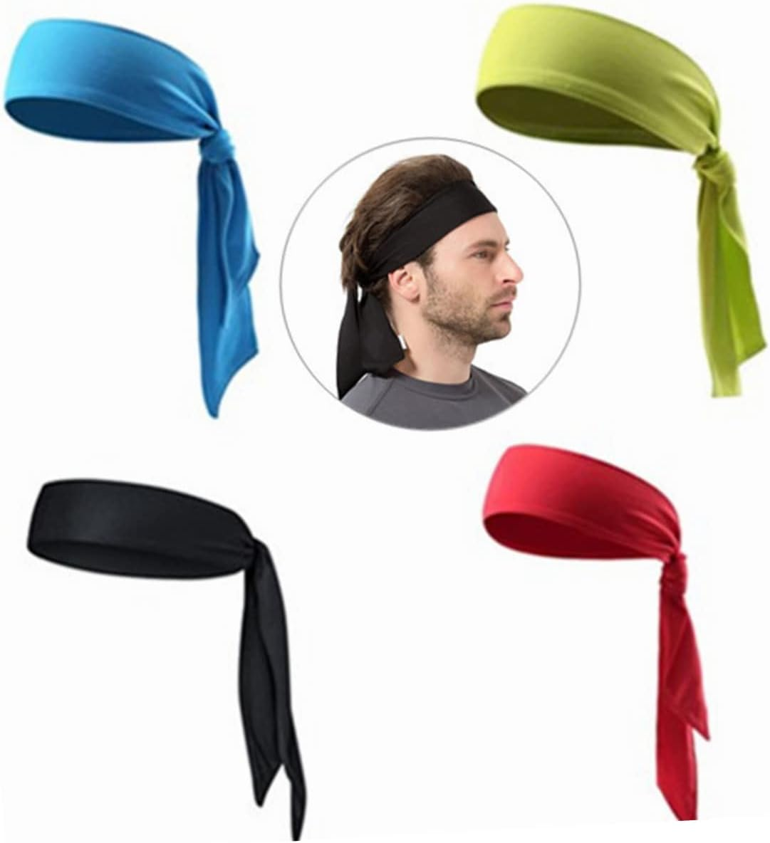 NAMOARLY Sweat Band Head Tie Adjustable Sports Headband for Men and Women Moisture-Wicking Breathable Fabric for Running Tennis Yoga and Workouts 100Cm Blue image number 6