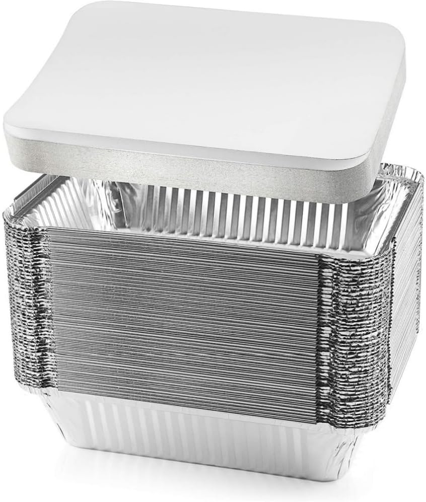 800-ML Thickened Aluminum Foil Food Container, Aluminum Foil Food Container with Lid, Used for Baking, Meal Preparation and Freezing, 60 Pcs image number 5
